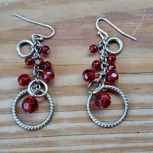 Red and gold dangle earrings